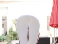 Man Bends Naked Chick Alexis Adams Over The Fitball And Hardly Drills Her Pussy