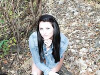 Naughty Raven Babe Freckles Exposes Her Sexy Ass As Well As Her Boobs In Woods