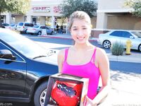 Sporty Latina Megan Salinas Works Out Outside And Gets All Sweaty And Bothered So She Has To Strip