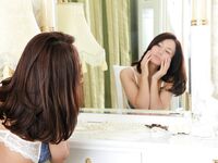 Busty Brunette Babe Mila M Poses In Lingerie Then Strips To Show Her Full Tits And Shaved Pussy