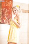 Sweet Shelly Roberts Takes Off Her Yellow Dress And Panties Before Taking A Bath