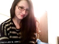 Nerdy Chick Freckles Gets Her Girlfriend To Join Her And To Give Her A Nice Lick On Camera