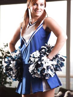 Horny Cheerleader Dani Jensen Strips Naked And Gets Her Bald Cunt Stuffed Full Of Dick