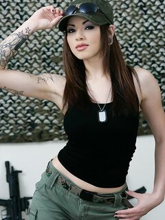 Busty Slut Adrianna Lynn In Black Fishnet Stockings Gets Fucked In The Army