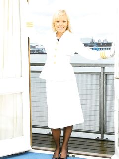 Fair Haired Doll Sue In White Navy Uniform Wears Black Stockings And Tie photos (Sue Onlytease)