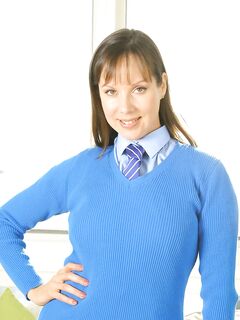 Sweet Cindy In Blue School Uniform Getting Completely Naked On The Couch photos (Cindy Read)