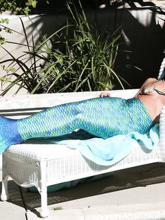 Sensual Brunette Adriana Chechik Takes Her Mermaid Fishtail Off And Shows Her Slit