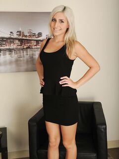 Seducing Blonde Slut Xandra Sixx Is Masturbating Her Amazing Shaved Beaver Up Short Dress