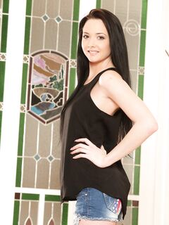 Teen Beauty Barbara Bella Slid Down Tight Jeans Shorts And Got On The Floor And Fingered Her Pussy