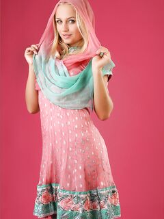 Slender Blonde With Flexible Sexy Body Gerra A Is Taking Off Some Oriental Dress And Hotly Posing Nude