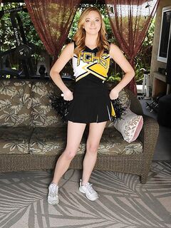 Horny Blonde Cheerleader Indiana Jane Is Going To Show Her Skills And Strip.