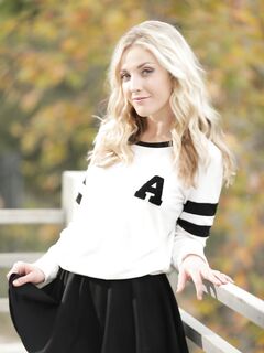 Gorgeous Blonde Student Chick Karla Kush Is Naughtily Taking Off Her Uniform And Excitingly Posing Outdoors