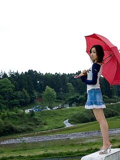 Asian Girl In Erotic Short Skirt Jun Kiyomi Is Stripping To The Blue Bra