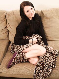 Brunette Girl Freckles Spreads Her Legs Showing Sexy Bottom In Black Panty