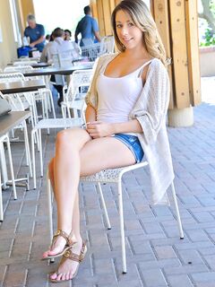 Cute Blonde Leila Evans Shows Off Her Smoldering Little Body In Public By Flashing And Stripping.