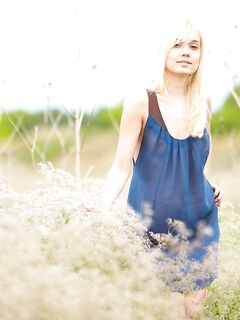 Blonde Girl Aljena A Takes Off Her Dress And Fools Around In The Blossoming Meadow