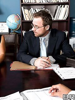 Lisa Ann Is Wearing Stockings Since She Knows That It Will Be Hard For Him To Resist.