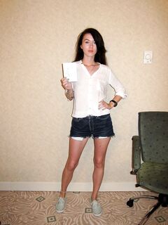 Perky Brunette Misha Cross Takes Her Clothes Off For The Camera And Poses Shyly