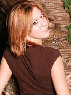 Tiny Titted Redhead Alex Venice With Tight Bald Pussy Removes Her Blue Miniskirt And Pink Panties