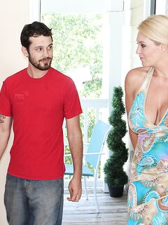 Sexy Blonde Charlee Chase Seduces Her Neighbor And Gives Him A Handjob On Couch