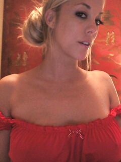 Spectacular Blonde Chick Xo Gisele Strips Out Of Her Red Outfit And Plays With A Sex Toy