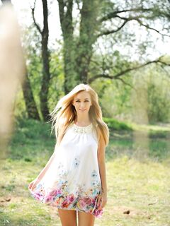 Beautiful Tender Blonde Hayley-Marie Coppin Strips Her Sundress And Panty Outdoors
