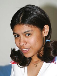 Hot Uniformed Latina Teen Megan Martinez Playfully Peels Off Her Top And Skirt