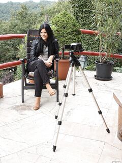 Behind-the-scene Shooting With Brunette Babe Madison Parker Posing In A Black Suit