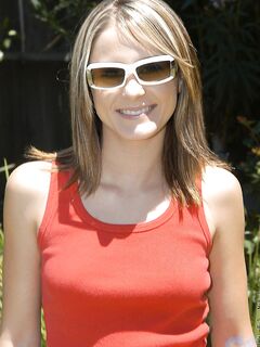 Sexy Blonde In Sun Glasses Taking All Of Her Clothes Off Posing Outdoor. photos (Nadia Taylor)