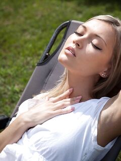 Insanely Beautiful And Sensual Blonde Nelly A Is Posing Nude In Her Garden Showing It All Off.