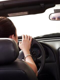 Sabrina Poses In The Open Car And Then Bares Her Tits And Strips All Her Garments. photos (Sabrina Twistys)