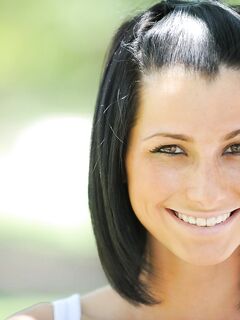 Raven Haired Smiling Teen Jamee FTV In Ultra Short White Dress Flashes Her Little Pussy