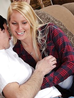 Teen Blonde Vanessa Cage In Blue Jean Mini Skirt Gives Headjob Before Hardcore Sex