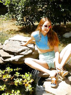 Lady Next Door Jerrie Grady Strips Down To Her Tiny Panties Outdoors In The Backyard